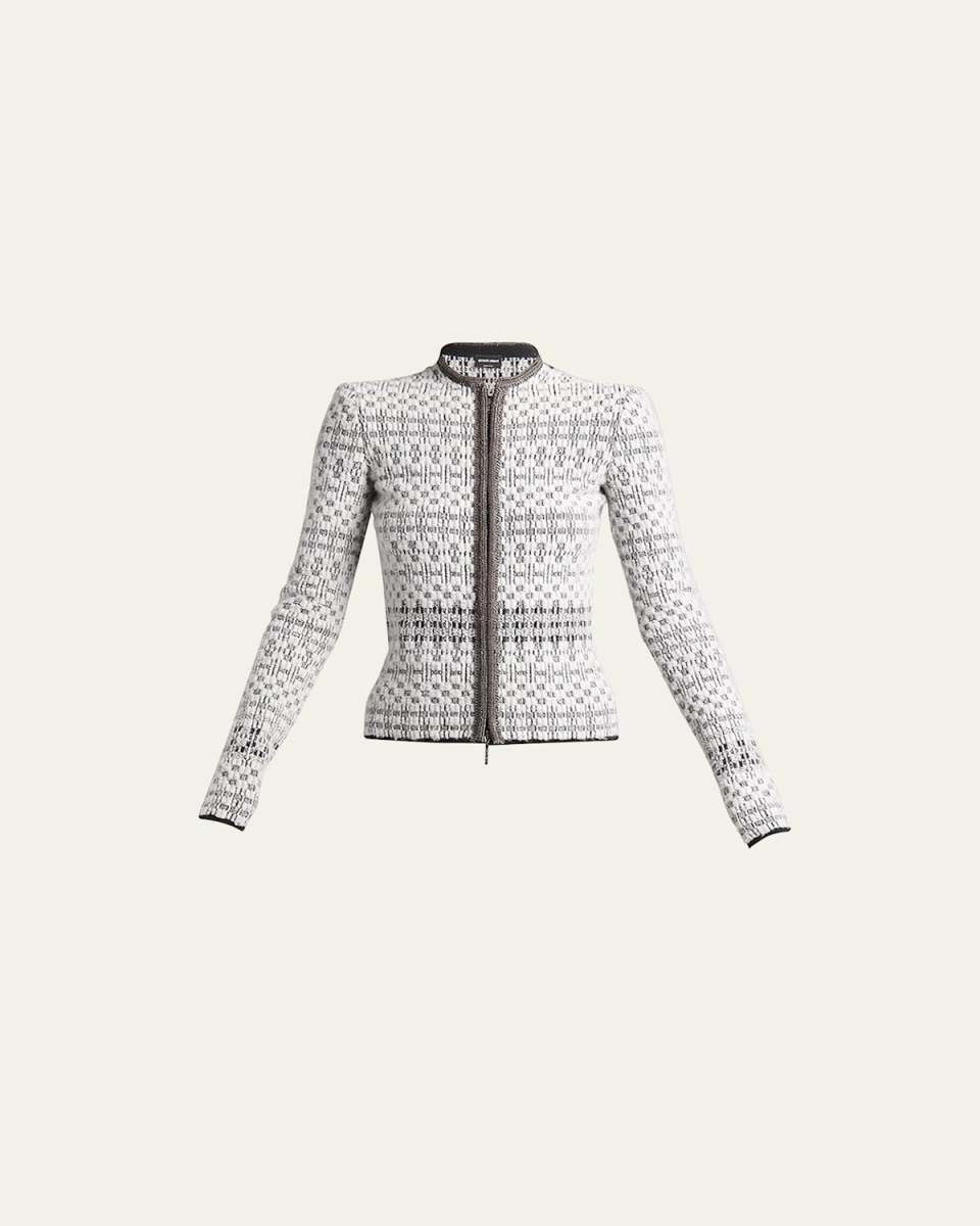 Metallic Knit Jacquard Zip Jacket